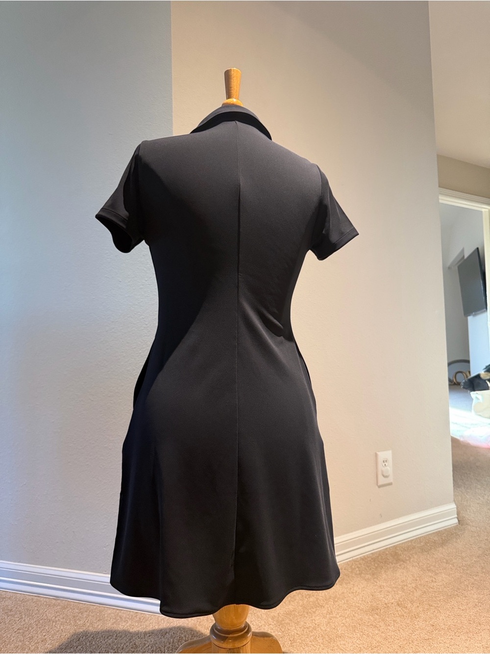 Uniqlo Black Short-Sleeve Fit-and-Flare Dress